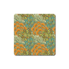 Orange Flowers Square Magnet by goljakoff