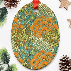 Orange Flowers Oval Ornament (two Sides) by goljakoff