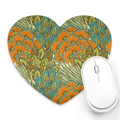 Orange Flowers Heart Mousepads by goljakoff