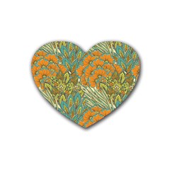 Orange Flowers Heart Coaster (4 Pack)  by goljakoff