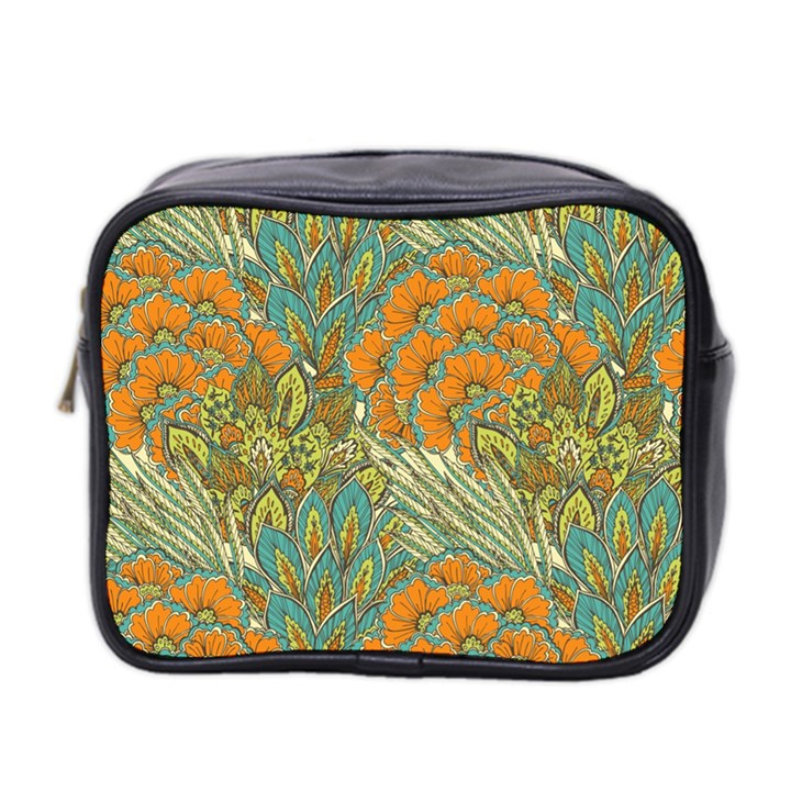 Orange flowers Mini Toiletries Bag (Two Sides)