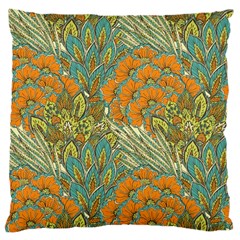 Orange Flowers Large Cushion Case (two Sides) by goljakoff