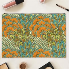 Orange Flowers Cosmetic Bag (xxl) by goljakoff