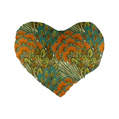 Orange Flowers Standard 16  Premium Heart Shape Cushions by goljakoff