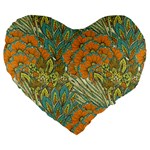 Orange flowers Large 19  Premium Heart Shape Cushions Front