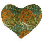 Orange flowers Large 19  Premium Heart Shape Cushions Back