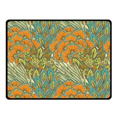 Orange Flowers Double Sided Fleece Blanket (small)  by goljakoff