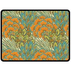 Orange Flowers Double Sided Fleece Blanket (large)  by goljakoff