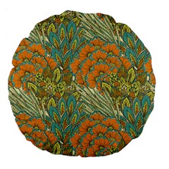 Orange Flowers Large 18  Premium Flano Round Cushions by goljakoff