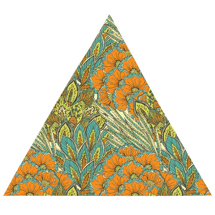 Orange flowers Wooden Puzzle Triangle