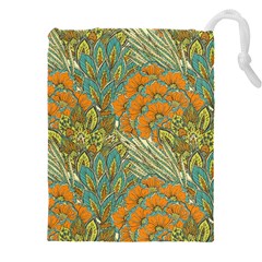 Orange Flowers Drawstring Pouch (5xl) by goljakoff