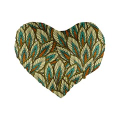 Field Leaves Standard 16  Premium Flano Heart Shape Cushions by goljakoff