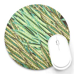 Green Leaves Round Mousepads by goljakoff