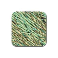 Green Leaves Rubber Square Coaster (4 Pack)  by goljakoff