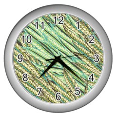 Green Leaves Wall Clock (silver) by goljakoff