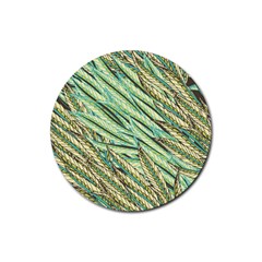 Green Leaves Rubber Coaster (round)  by goljakoff