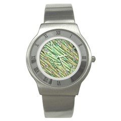 Green Leaves Stainless Steel Watch by goljakoff