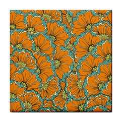 Orange Flowers Tile Coaster by goljakoff