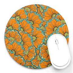 Orange Flowers Round Mousepads by goljakoff