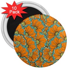 Orange Flowers 3  Magnets (10 Pack)  by goljakoff