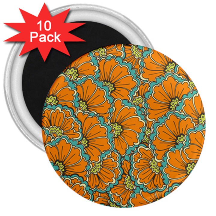 Orange flowers 3  Magnets (10 pack) 