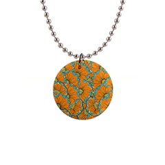 Orange Flowers 1  Button Necklace by goljakoff