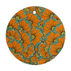 Orange Flowers Round Ornament (two Sides) by goljakoff