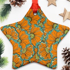 Orange Flowers Star Ornament (two Sides) by goljakoff