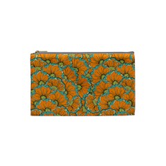 Orange Flowers Cosmetic Bag (small) by goljakoff