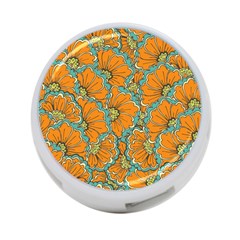 Orange Flowers 4-port Usb Hub (one Side) by goljakoff