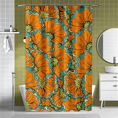 Orange Flowers Shower Curtain 48  X 72  (small)  by goljakoff