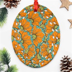 Orange Flowers Ornament (oval Filigree) by goljakoff