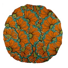 Orange Flowers Large 18  Premium Round Cushions by goljakoff