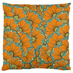 Orange Flowers Large Flano Cushion Case (one Side) by goljakoff