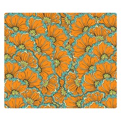 Orange Flowers Double Sided Flano Blanket (small)  by goljakoff