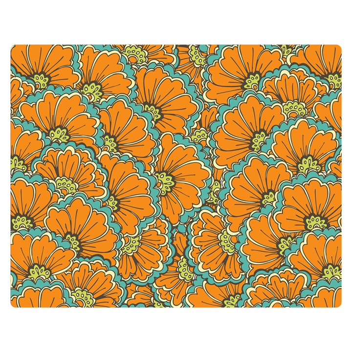 Orange flowers Double Sided Flano Blanket (Medium) 