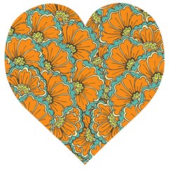 Orange Flowers Wooden Puzzle Heart by goljakoff