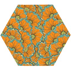 Orange Flowers Wooden Puzzle Hexagon by goljakoff