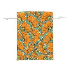 Orange Flowers Lightweight Drawstring Pouch (l) by goljakoff