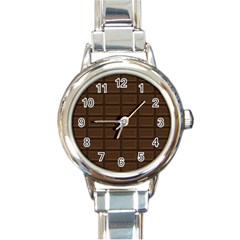 Milk Chocolate Round Italian Charm Watch by goljakoff