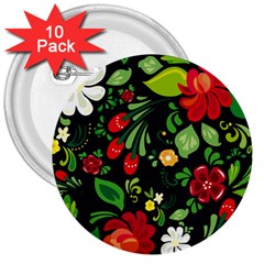 Hohloma 3  Buttons (10 Pack)  by goljakoff