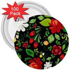 Hohloma 3  Buttons (100 Pack)  by goljakoff