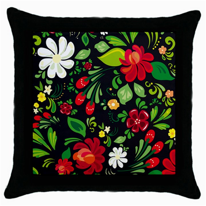 Hohloma Throw Pillow Case (Black)