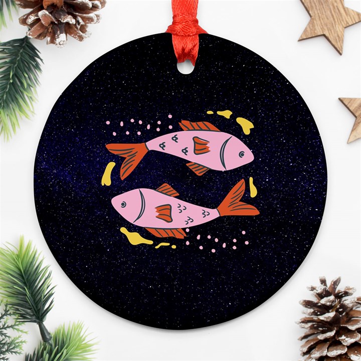 Fish Pisces Astrology Star Zodiac Ornament (Round)