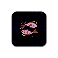 Fish Pisces Astrology Star Zodiac Rubber Square Coaster (4 Pack)  by HermanTelo