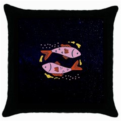 Fish Pisces Astrology Star Zodiac Throw Pillow Case (black) by HermanTelo