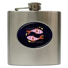 Fish Pisces Astrology Star Zodiac Hip Flask (6 Oz) by HermanTelo