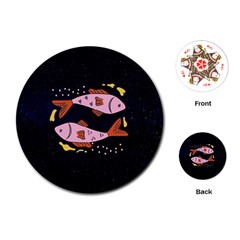 Fish Pisces Astrology Star Zodiac Playing Cards Single Design (round) by HermanTelo