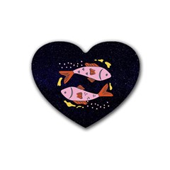 Fish Pisces Astrology Star Zodiac Rubber Coaster (heart) 