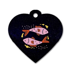 Fish Pisces Astrology Star Zodiac Dog Tag Heart (one Side)